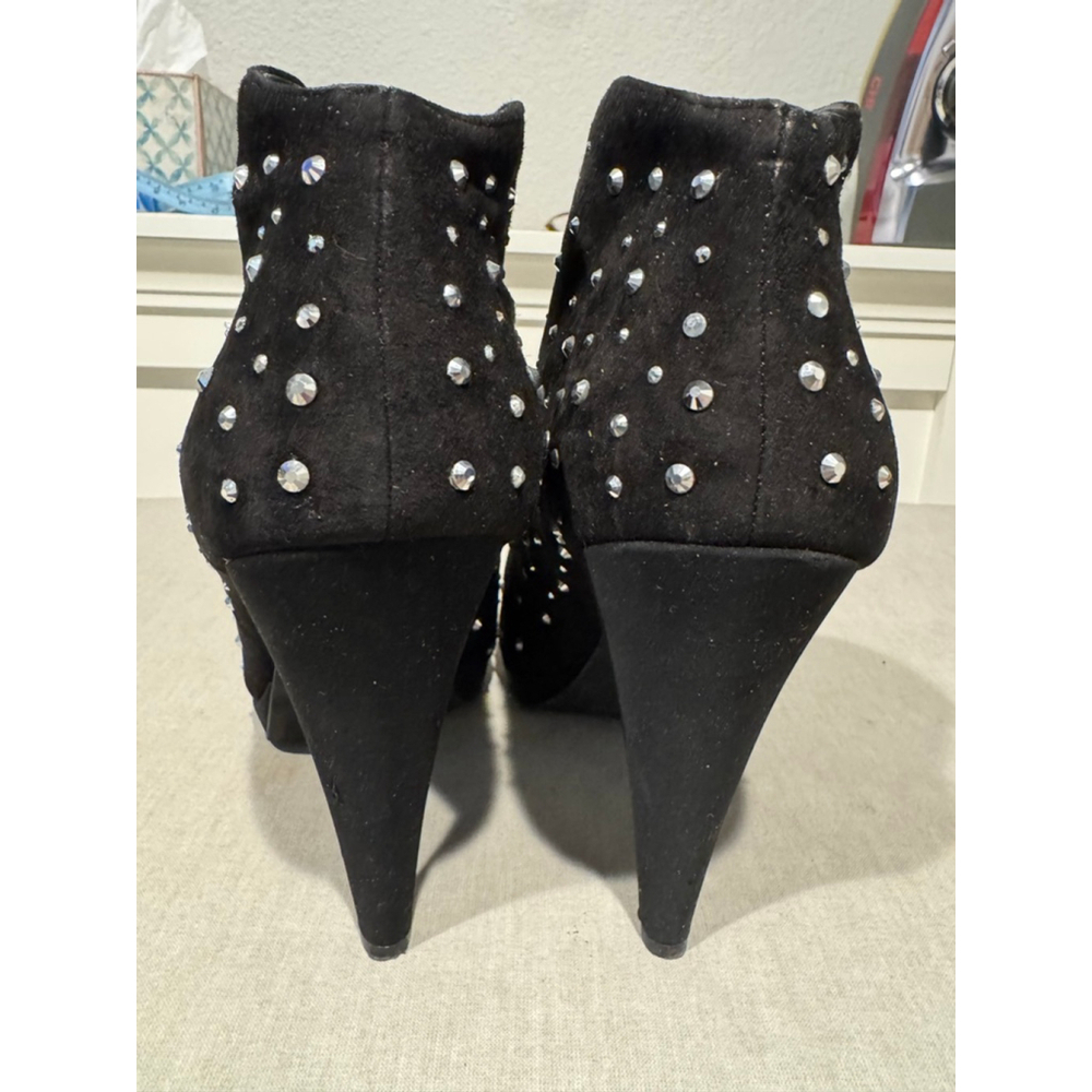 Women's INC Black rhinestone Studded Ankle Boots Booties Size 10 - Picture 5 of 12